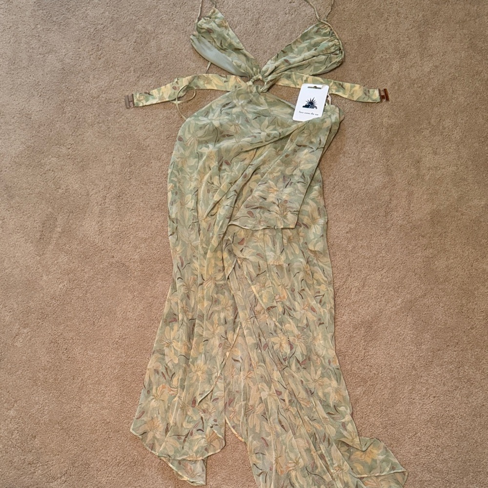 Chic Backless Leaf Print Dress